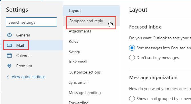 Outlook email signature - Compose and reply in Outlook