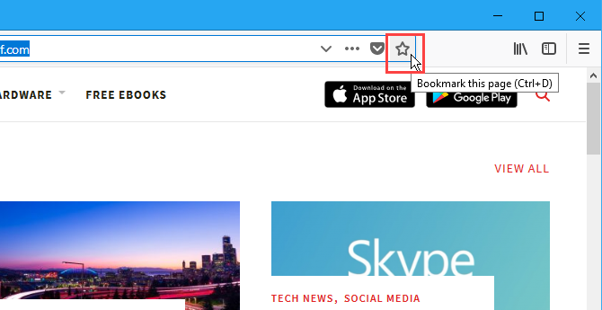 The Bookmark this page star on the address bar in Firefox