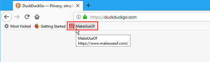 A bookmark on the Bookmarks bar in Firefox
