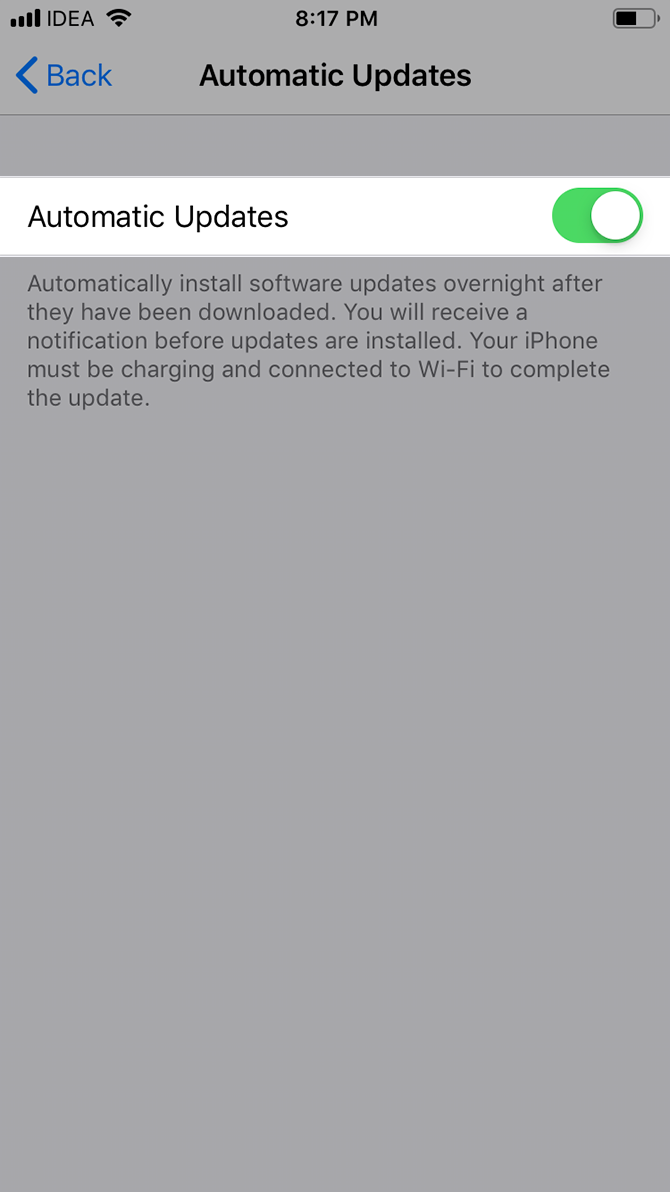 Automatic update iOS 12
