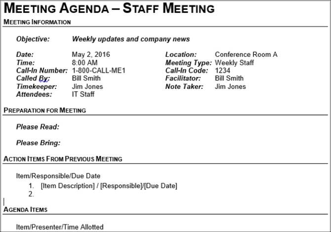 15 Free Meeting Agenda Templates For Microsoft Word