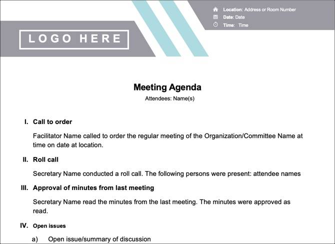 15 Free Meeting Agenda Templates For Microsoft Word