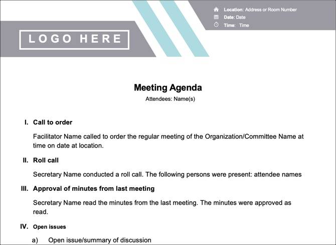 15 Free Meeting Agenda Templates For Microsoft Word 15 Free Meeting Agenda Templates For Microsoft Word