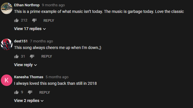 YouTube Modern Music Comment