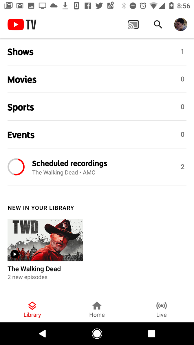 youtubetv app library