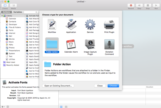 automator mac move files to new dated folder