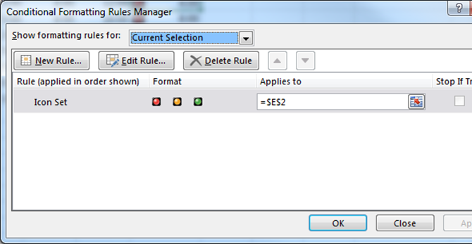 conditional formatting rules manager