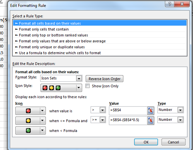 setting conditional formatting rules