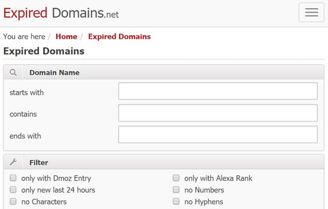 expireddomains domain search