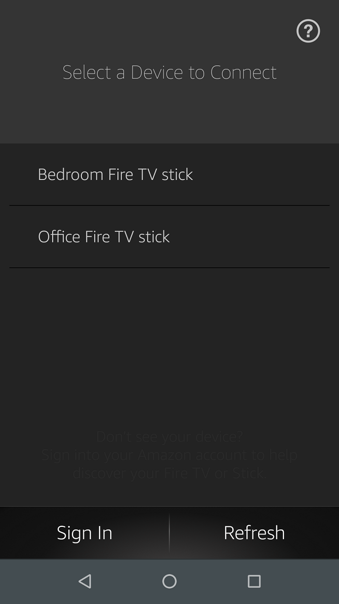 fire tv app choose device