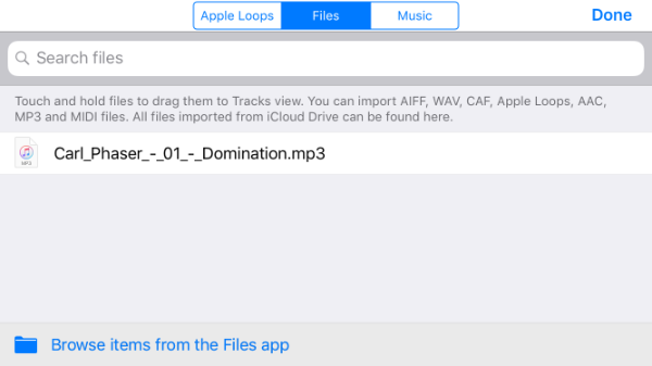 GarageBand App File List