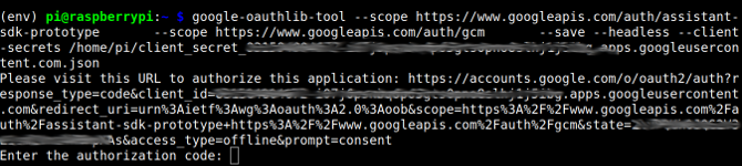 Generating the Authorization link from the command line.