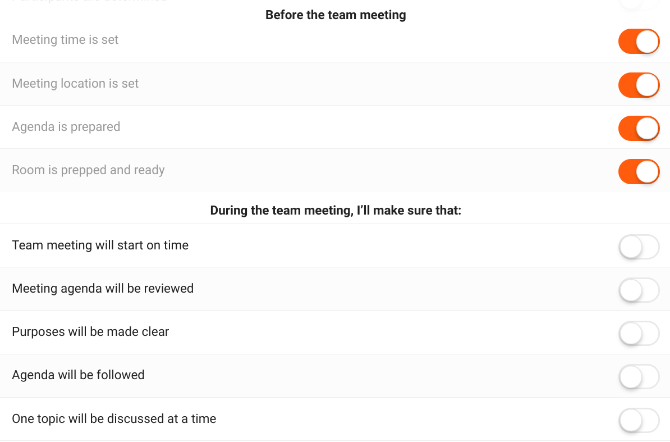 use Team MEeting Checklist to ensure the meeting runs efficiently