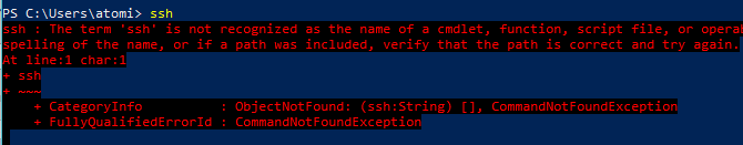SSH is not installed on Windows 10