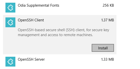 Install SSH on Windows 10