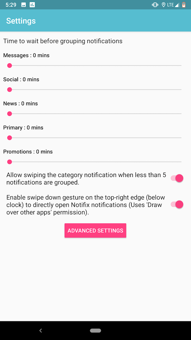 Notifix Android Settings