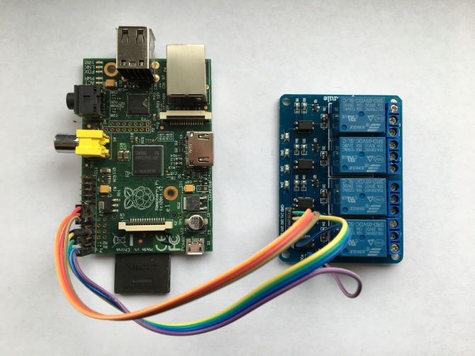 Raspberry Pi connected to a relay board
