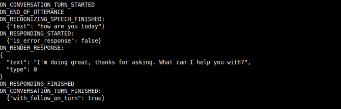 Terminal output for Google Assistant