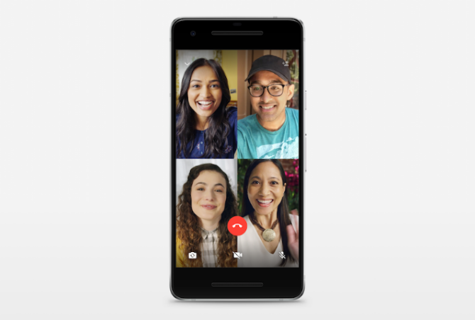 stock image shows four-way chat on whatsapp video calling