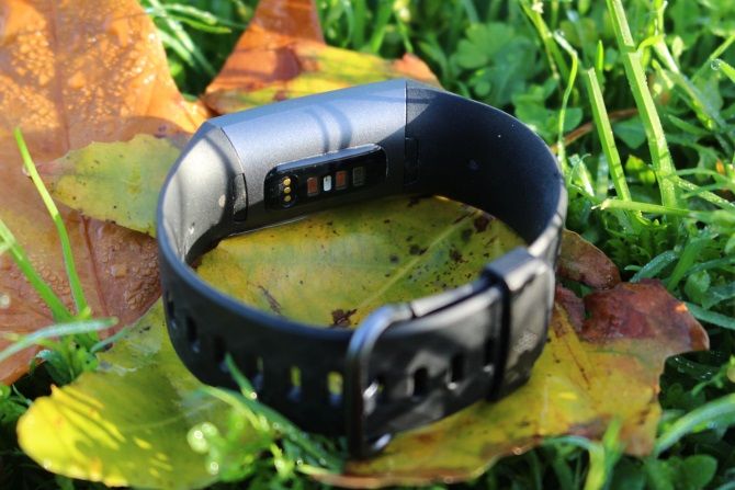 Underside Of Fitbit Charge 3 On Leaves