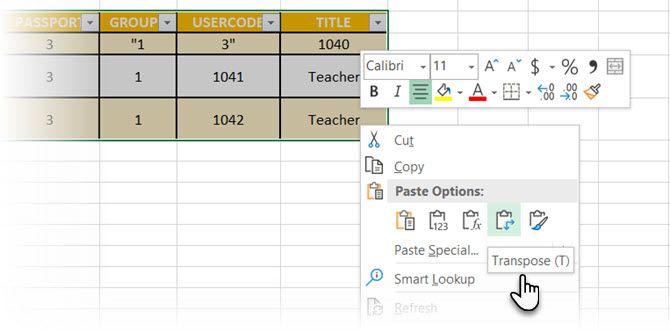 Change Rows Into Columns in a Table