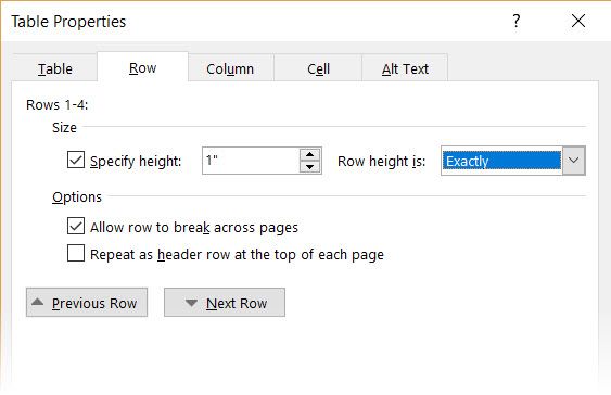 table formatting in word moving one line on a cell