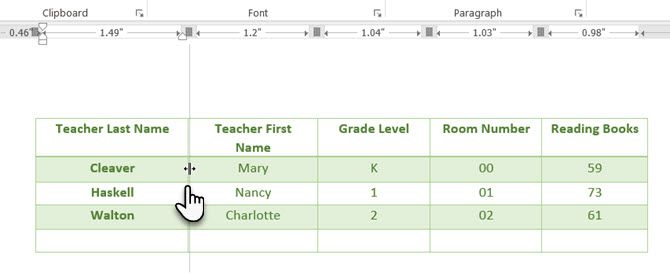 Use Microsoft Word Ruler to Position Tables