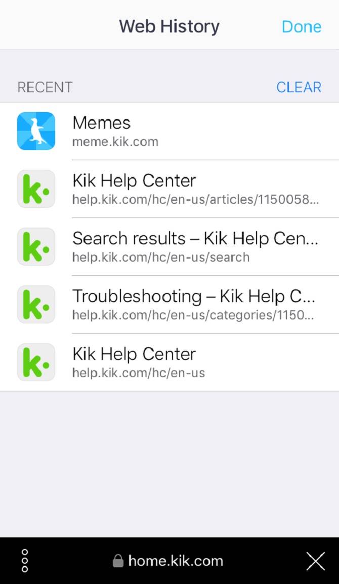 Il browser internet di Kik's internet browser