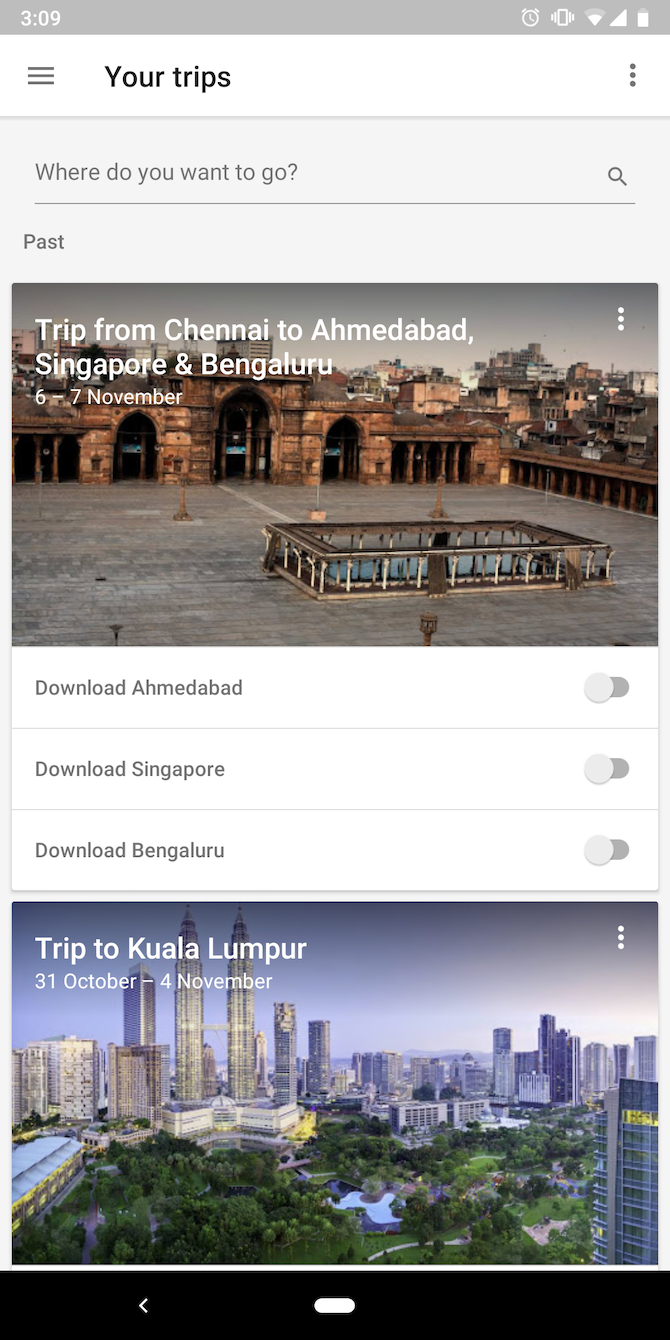 Google Trips Trip List Android