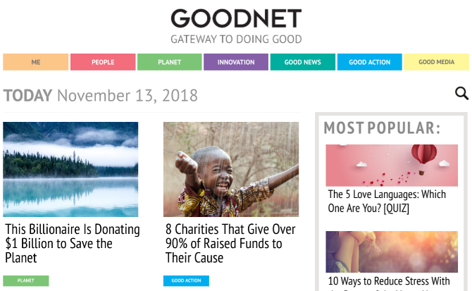 Goodnet for uplifting news