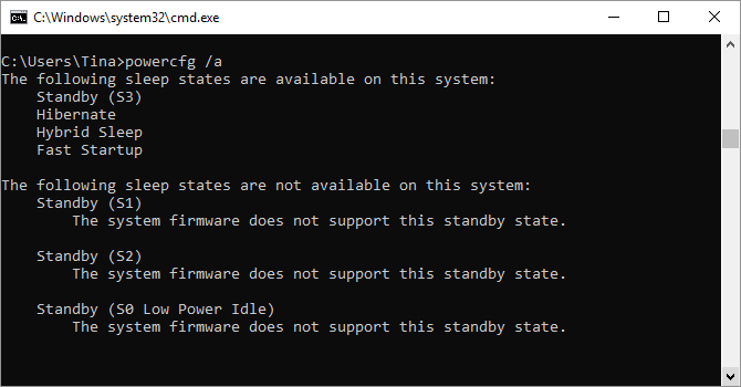 Powercfg command on Windows 10.