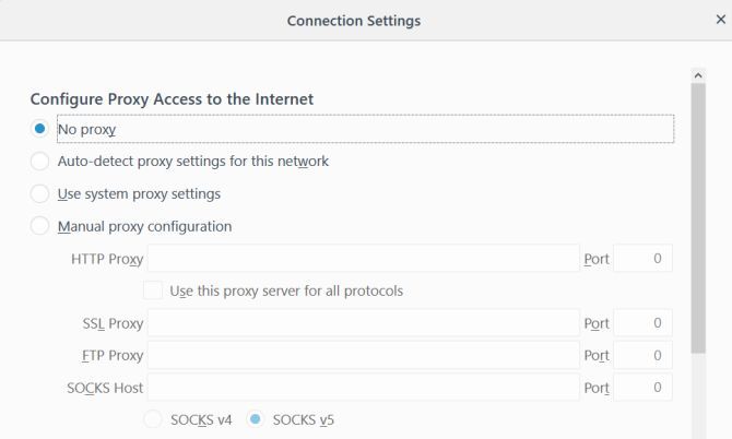 proxy connection settings