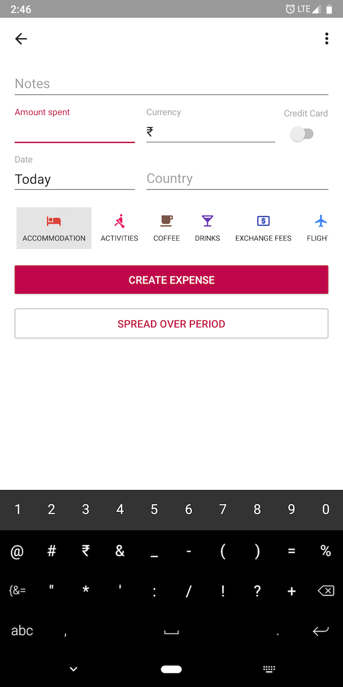 TravelSpend Add New Expense Android