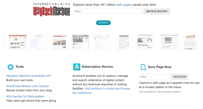 wayback machine home page