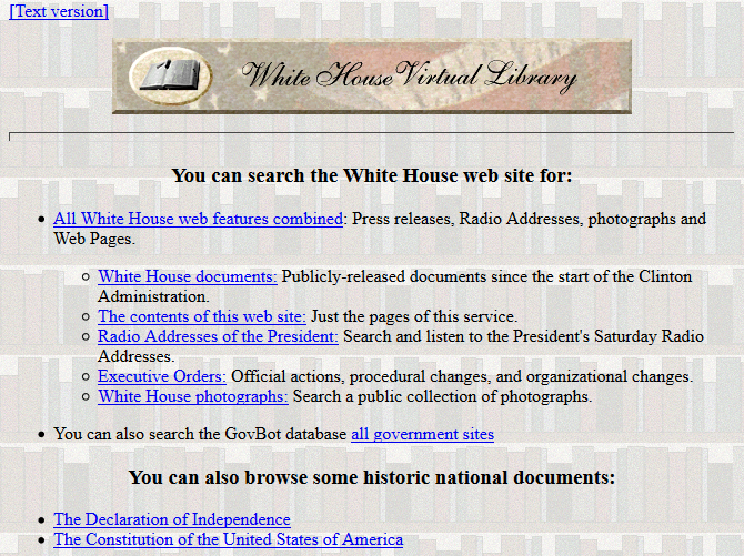 White House website in 1997
