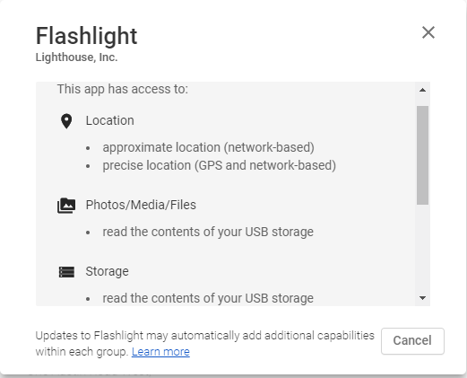 Flashlight App Permissions