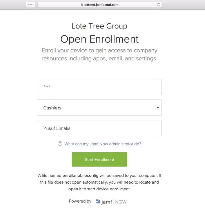 jamf now apple devices open enrollment
