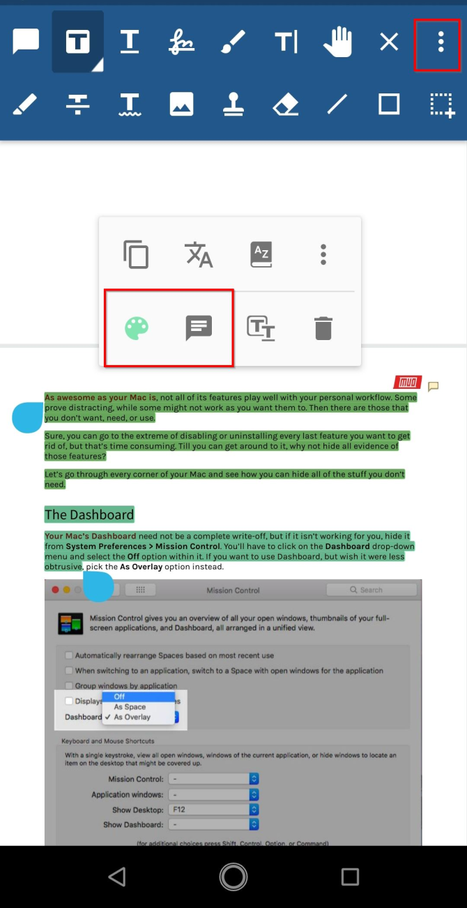 add a highlight and comment in xodo pdf reader