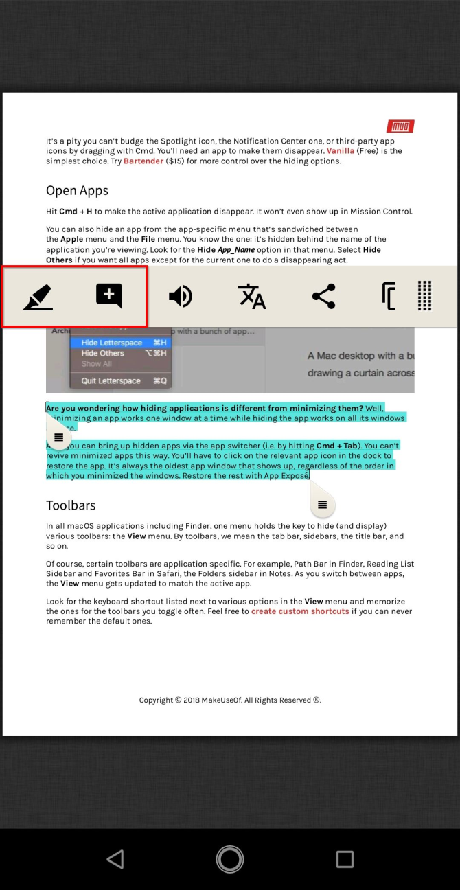 add highlight and note in pocketbook reader