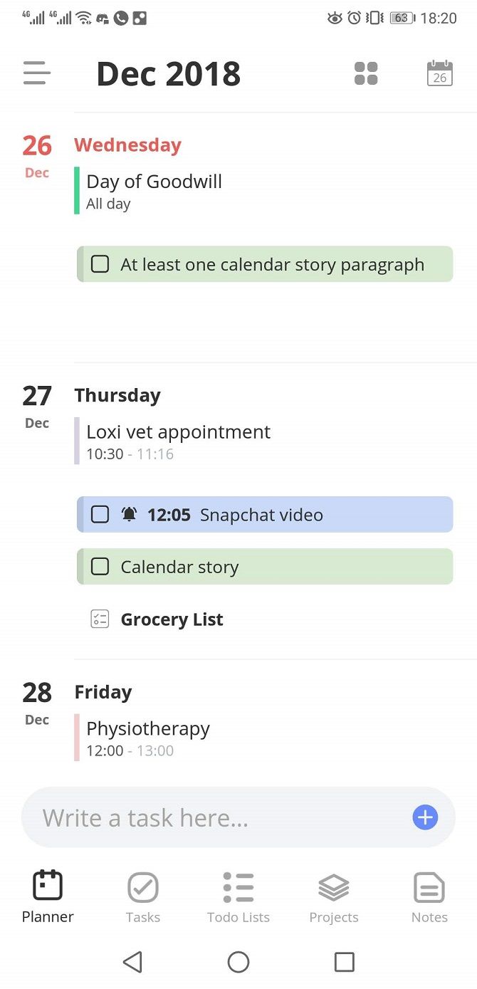 edo agenda app calendar view
