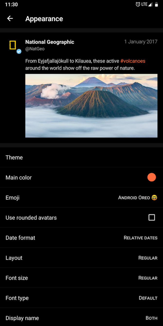 Fenix Android Appearance Settings