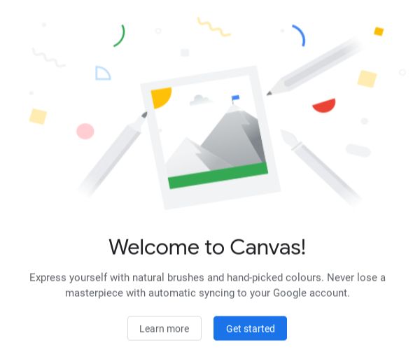 Google Chrome Canvas intro screen