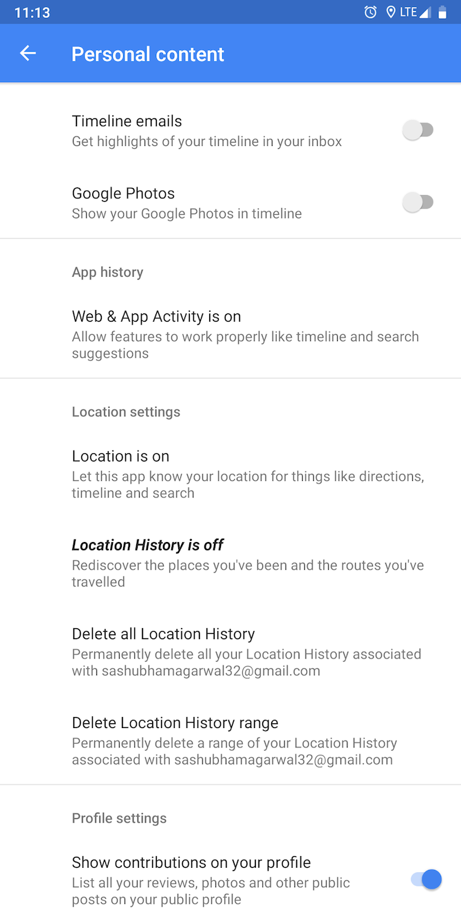Disable Location History on Google Maps