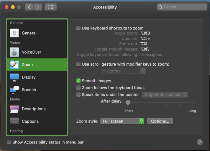 macOS Accessibility Options