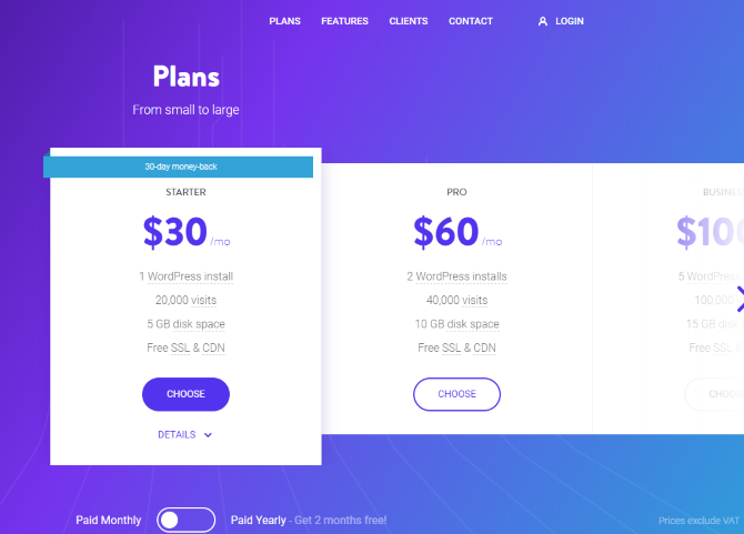 Browse payment plans with Kinsta