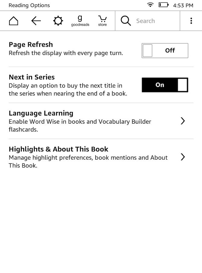 Kindleでページの更新をオフにする