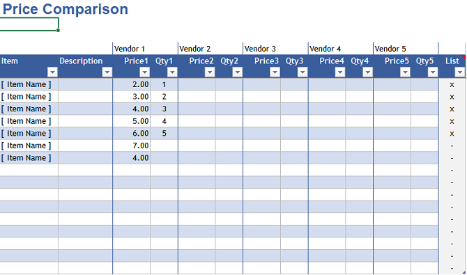price comparison - 15 modelli di fogli di calcolo Excel di finanza personale per la gestione del denaro