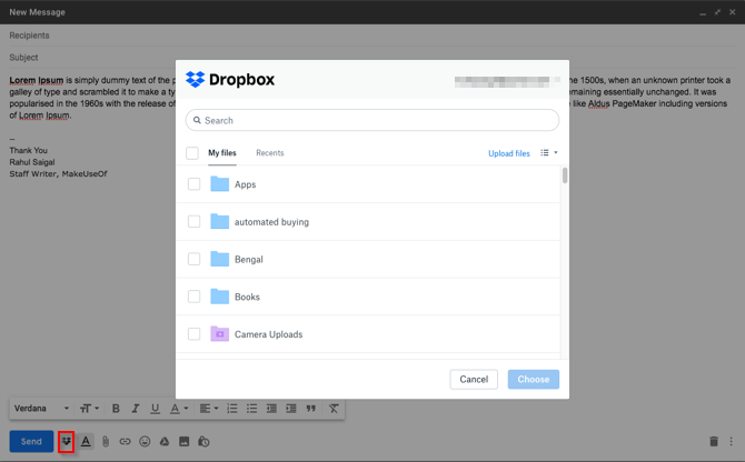 send large files with dropbox