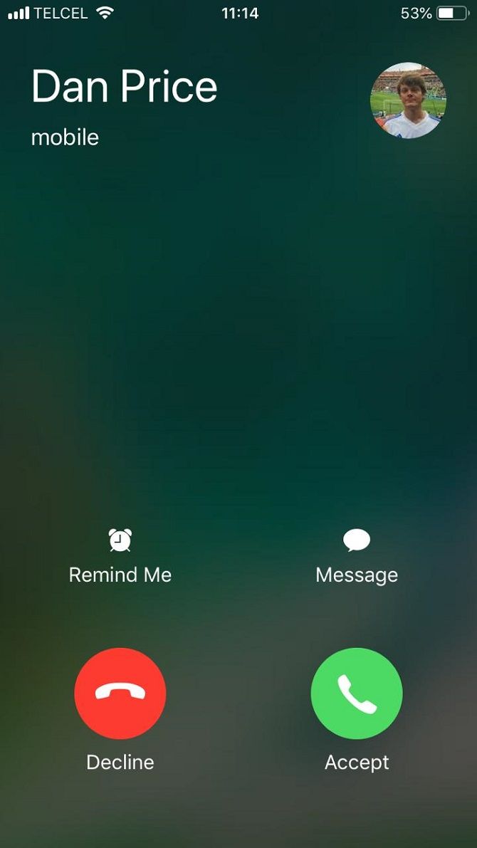message button in call ios