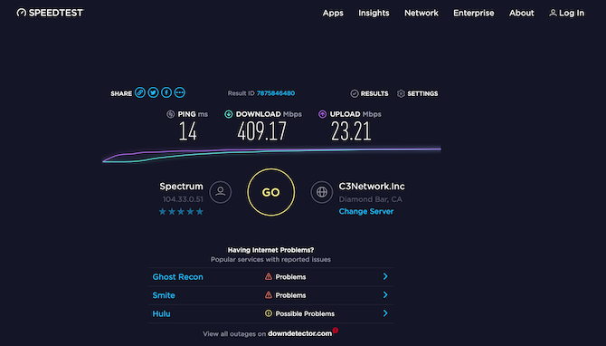 Ookla Speed Test Results